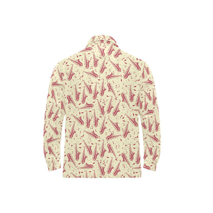 Saxophone Print Design LKS402 Long Sleeve Polo Shirt For Men's