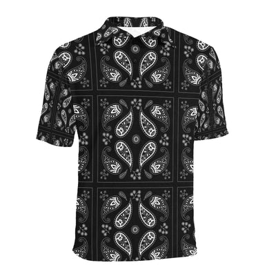 Bandana Paisley Black Print Design LKS308 Men Polo Shirt