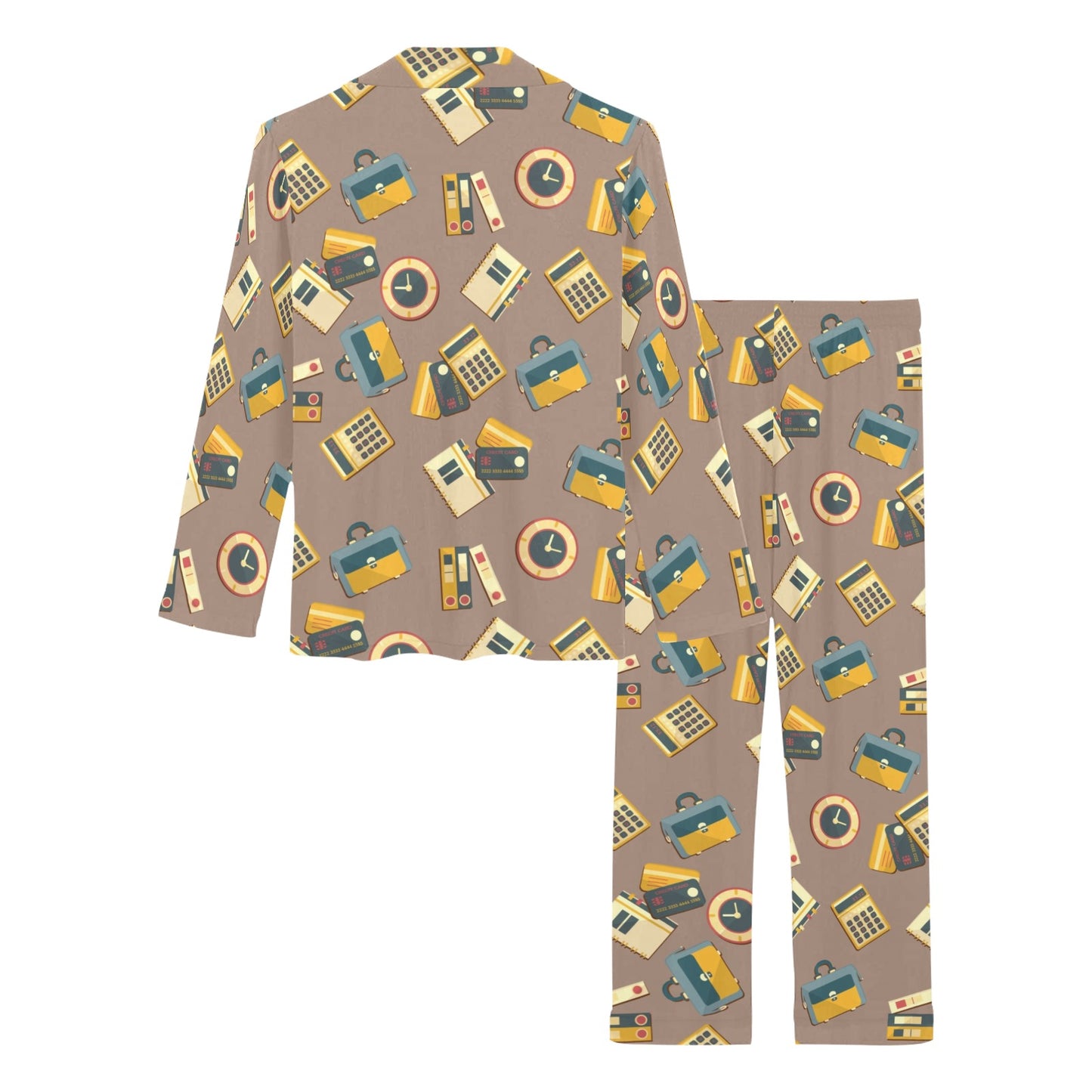 Accounting Financial Pattern Print Design 03 Women's Long Pajama Set