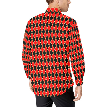 Harlequin Print Design LKS401 Men's Long Sleeve Dress Shirt