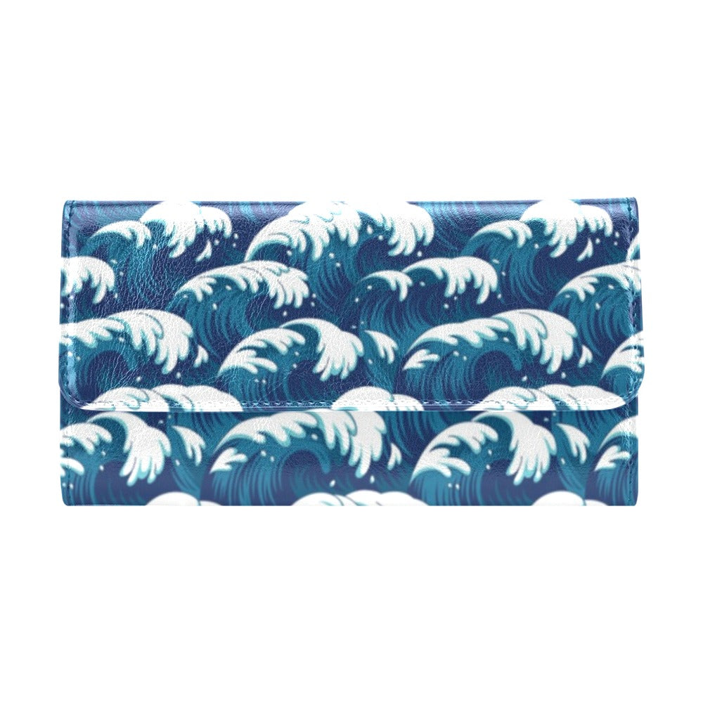 Ocean Wave Pattern Print Women's Trifold Wallet
