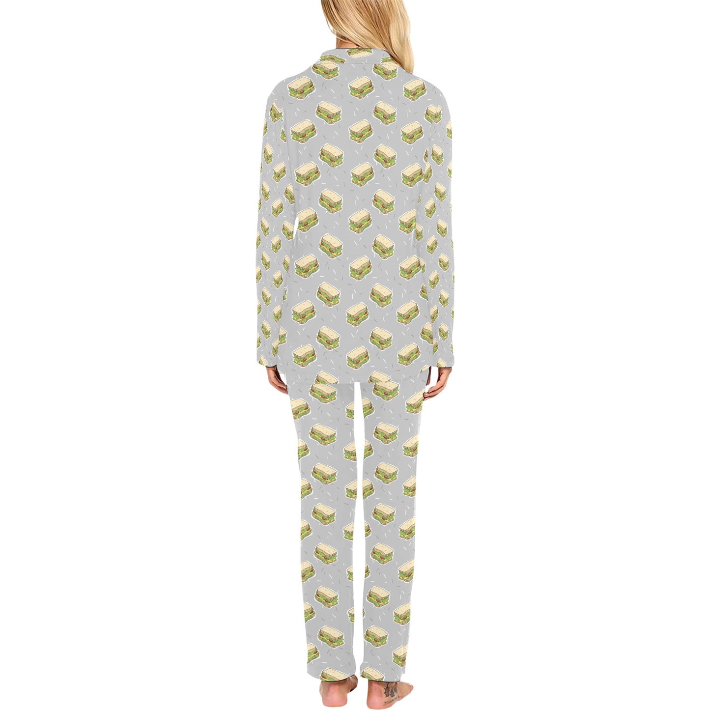 Sandwich Print Design LKS304 Women's Long Pajama Set