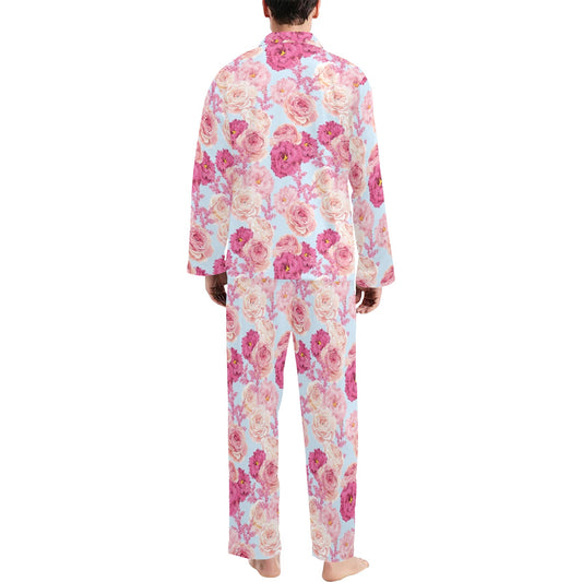 Lisianthus Pattern Print Design LT05 Men's Long Pajama Set
