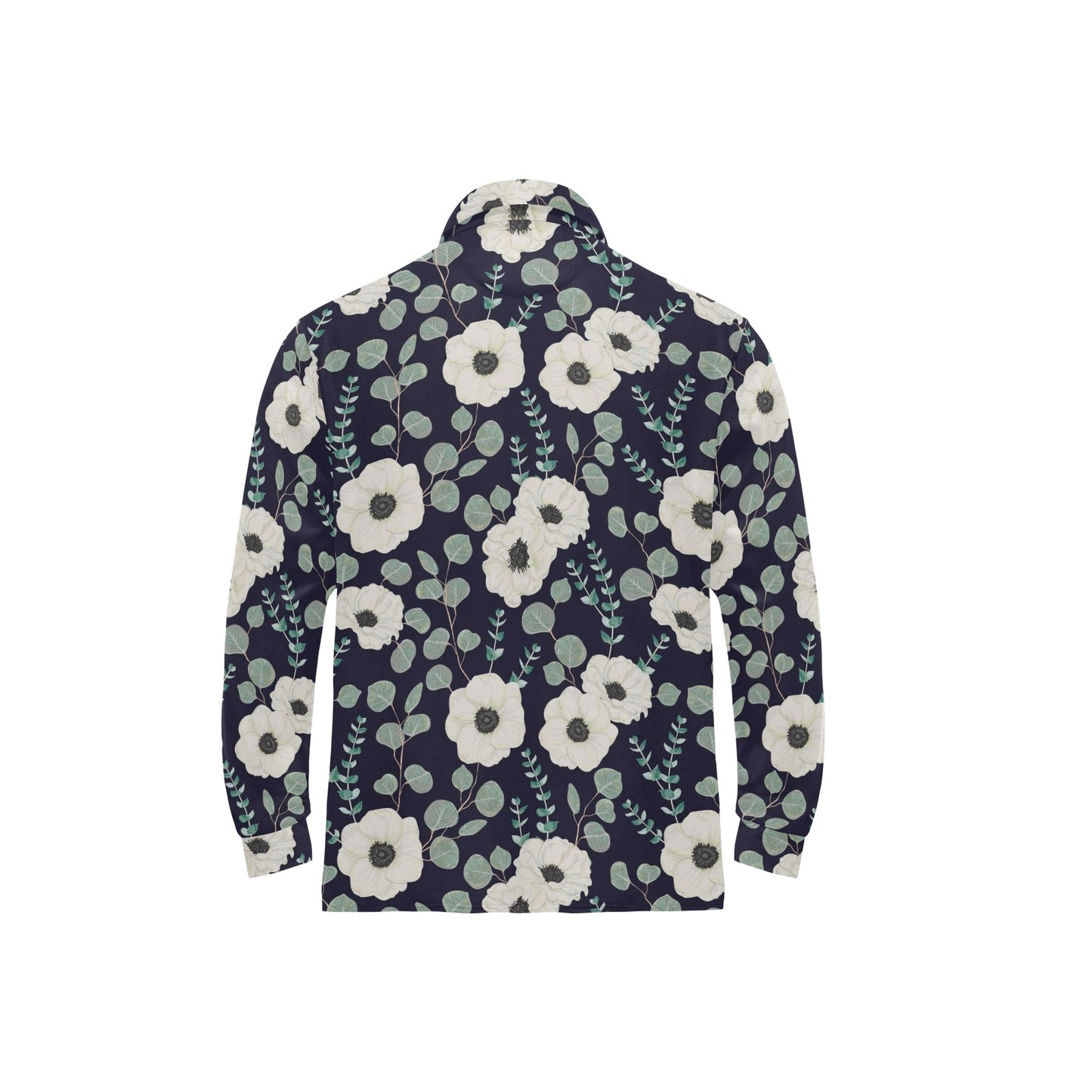 Anemone Pattern Print Design AM01 Long Sleeve Polo Shirt For Men's