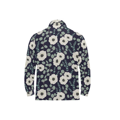 Anemone Pattern Print Design AM01 Long Sleeve Polo Shirt For Men's