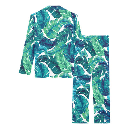 Brightness Tropical Palm Leaves Women's Long Pajama Set