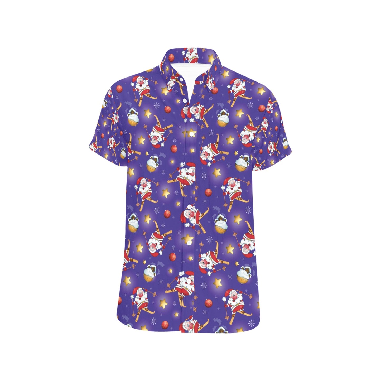 Ski Print Design LKS308 Men Short Sleeve Button Up Shirt