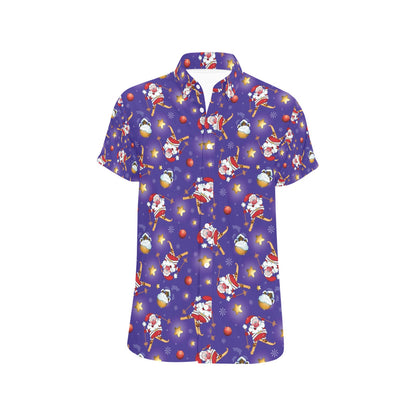 Ski Print Design LKS308 Men Short Sleeve Button Up Shirt