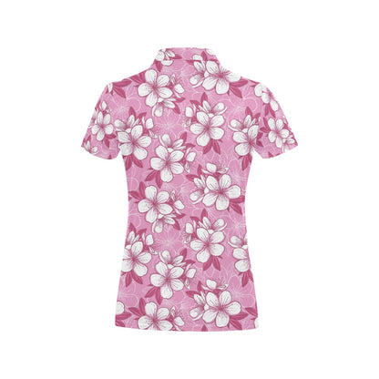 Cherry Blossom Pattern Print Design CB02 Women's Polo Shirt