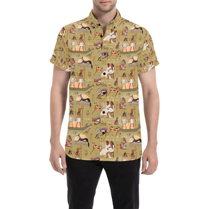 Ancient Greek Classic Pattern Design LKS305 Men Short Sleeve Button Up Shirt