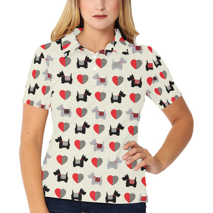 Scottish Terriers Print Design LKS3010 Women's Polo Shirt