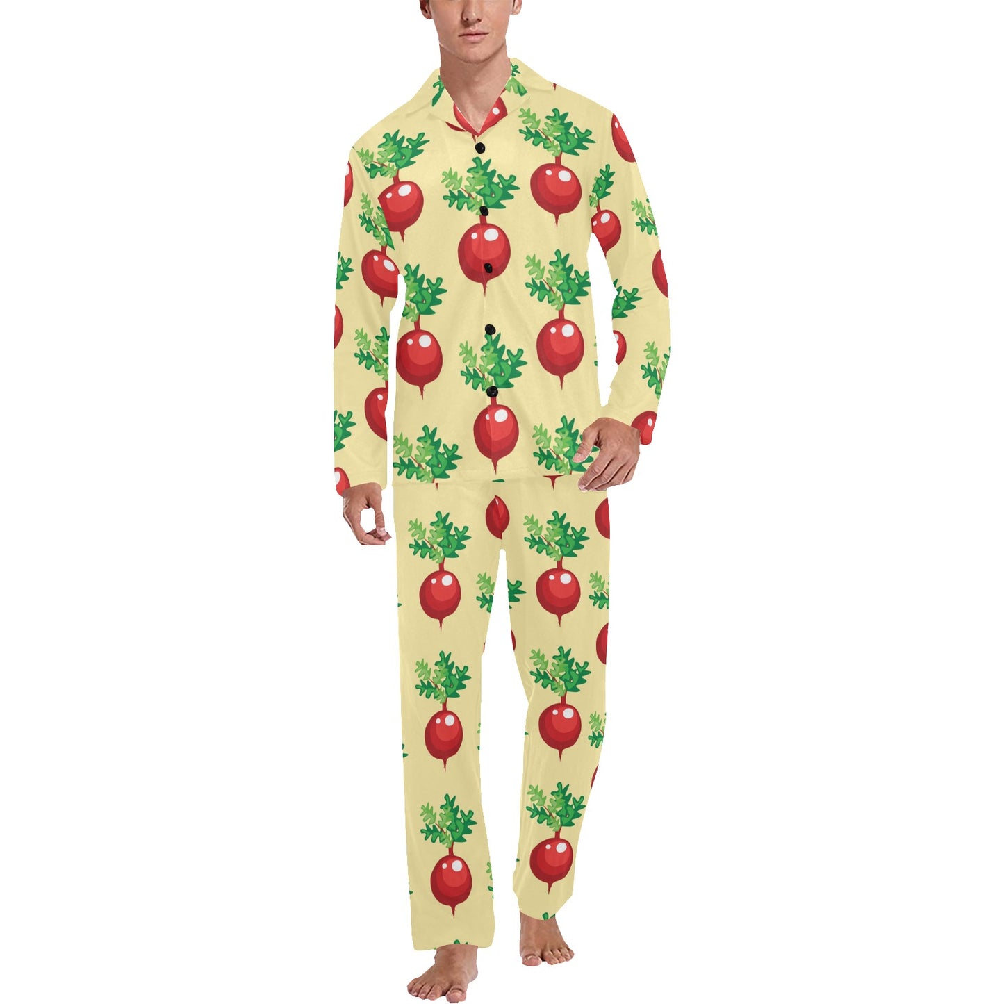 Radish Pattern Print Design A02 Men's Long Pajama Set