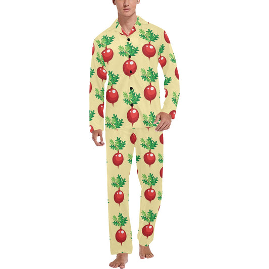 Radish Pattern Print Design A02 Men's Long Pajama Set