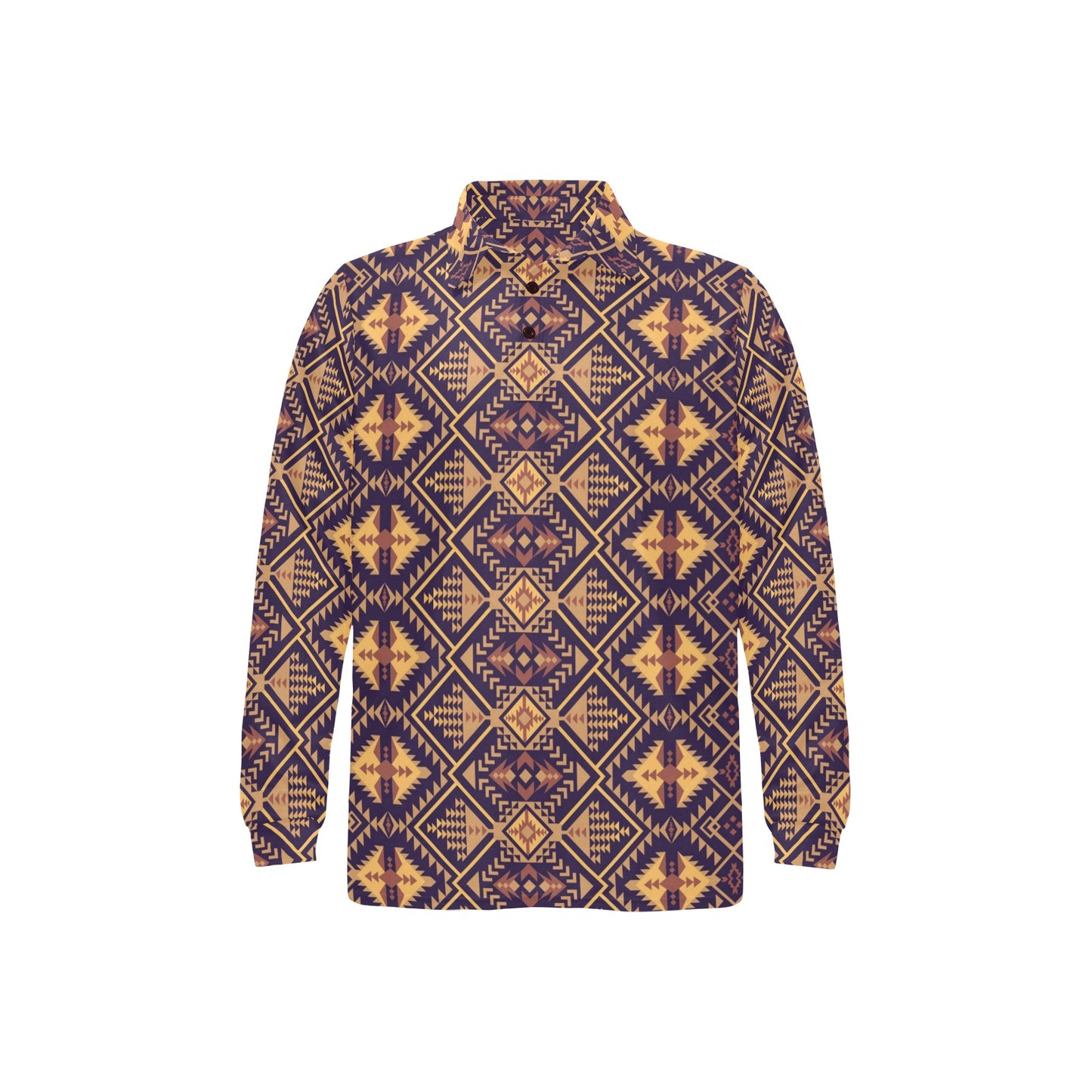 Aztec Pattern Print Design 09 Long Sleeve Polo Shirt For Men's