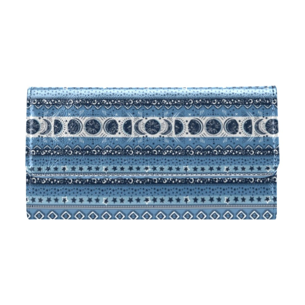 Sun Moon Pattern Print Design LKS306 Women's Trifold Wallet
