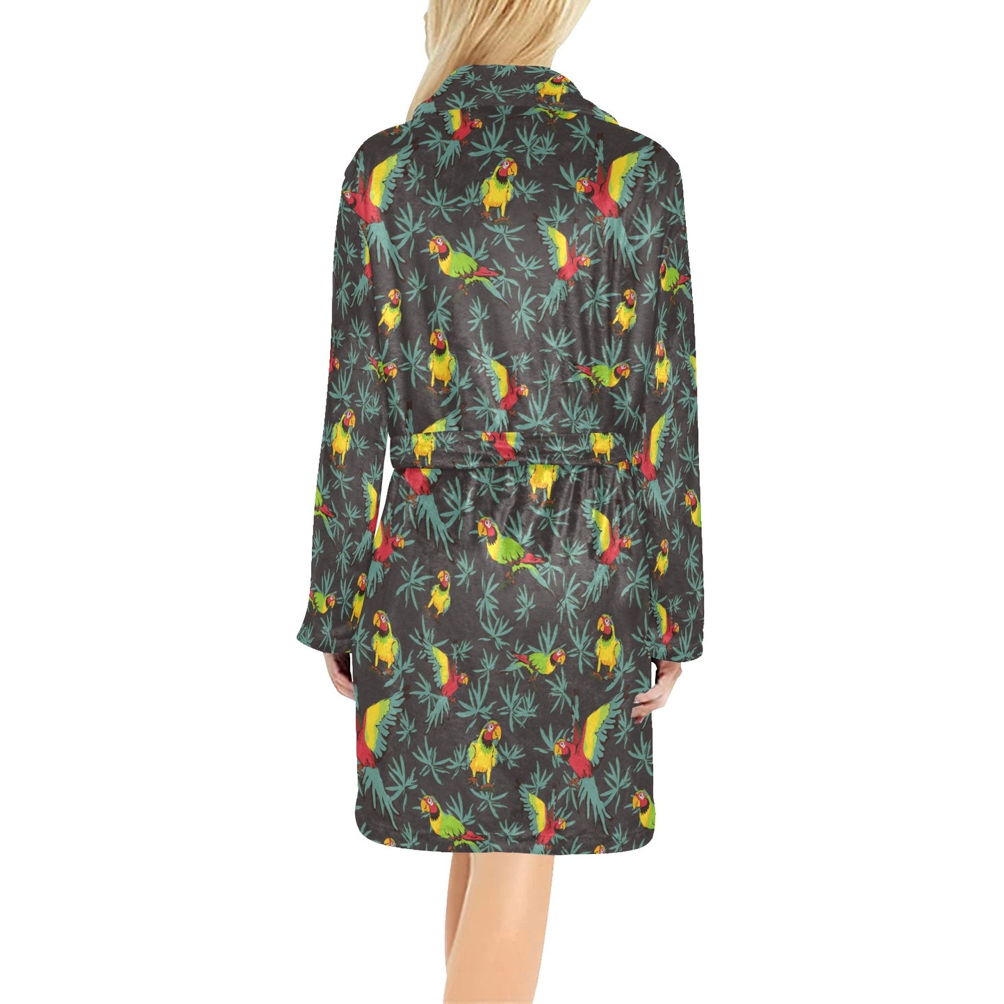 Parrot Themed Print Women's Fleece Robe