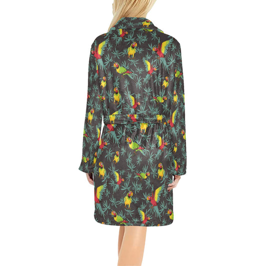 Parrot Themed Print Women's Fleece Robe