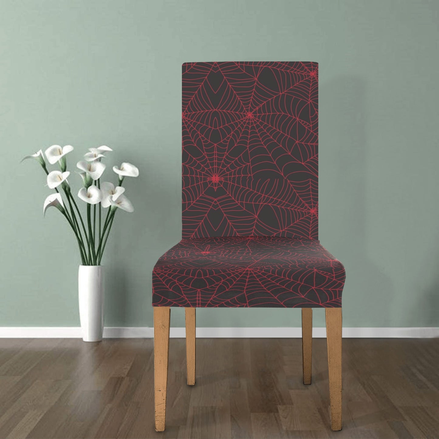 Spider Web Red Print Design LKS302 Dining Chair Slipcover
