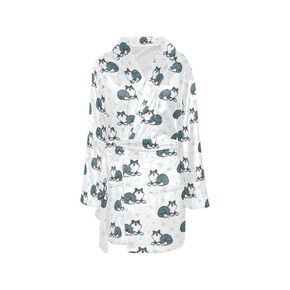 Alaskan Malamute Pattern Print Design 03 Women's Fleece Robe