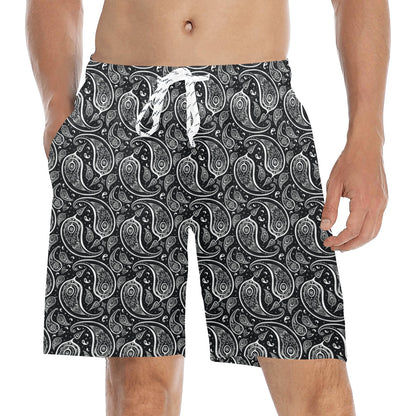 Paisley Black Design Print Men's Swim Trunks Beach Shorts