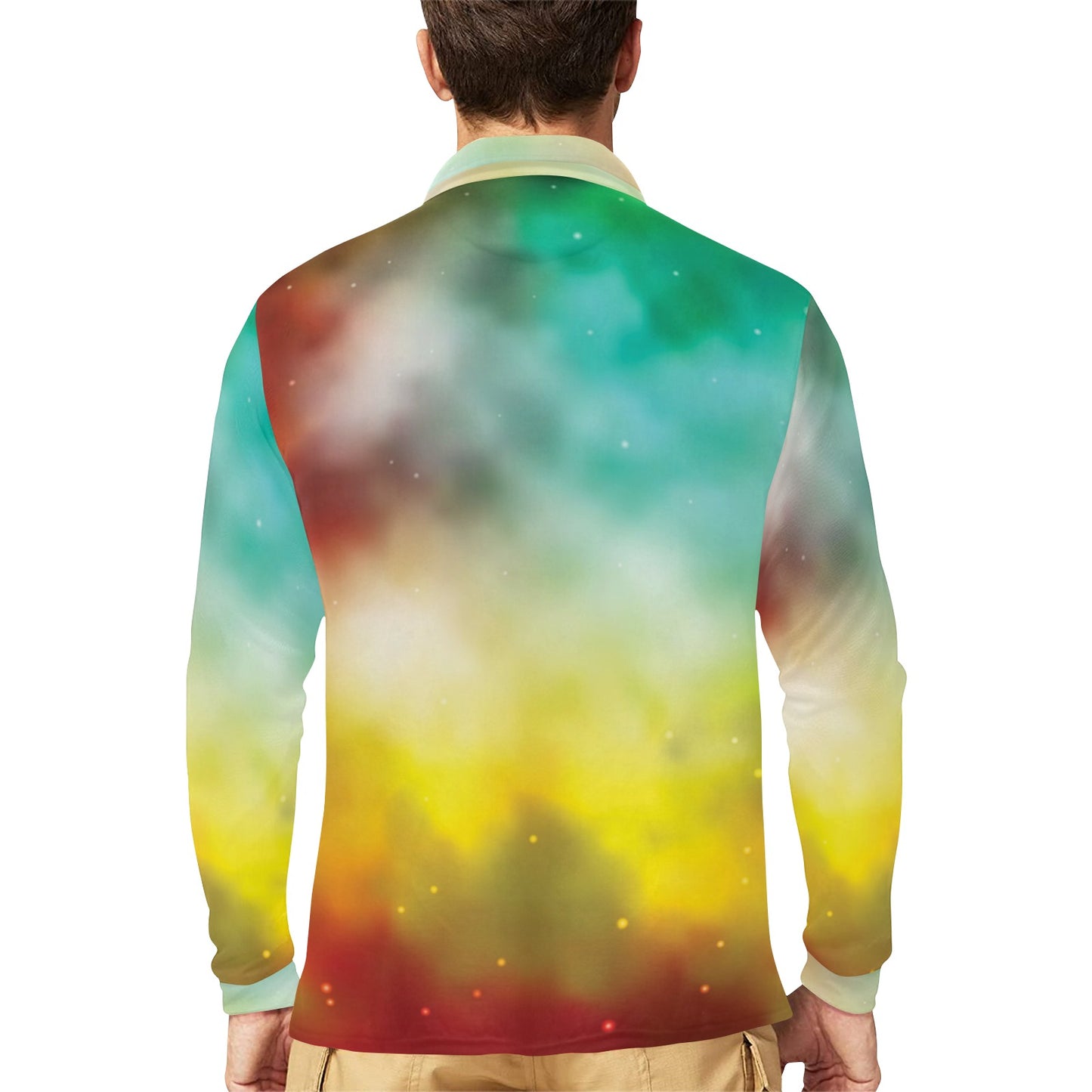 Nebula Pattern Print Design A04 Long Sleeve Polo Shirt For Men's