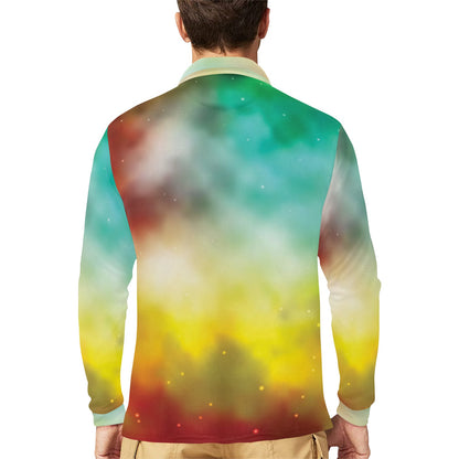 Nebula Pattern Print Design A04 Long Sleeve Polo Shirt For Men's