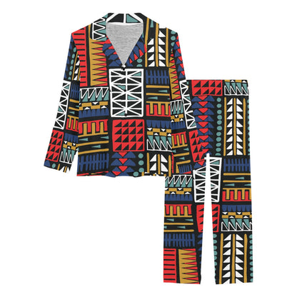 Kente Pattern Print Design 02 Women's Long Pajama Set