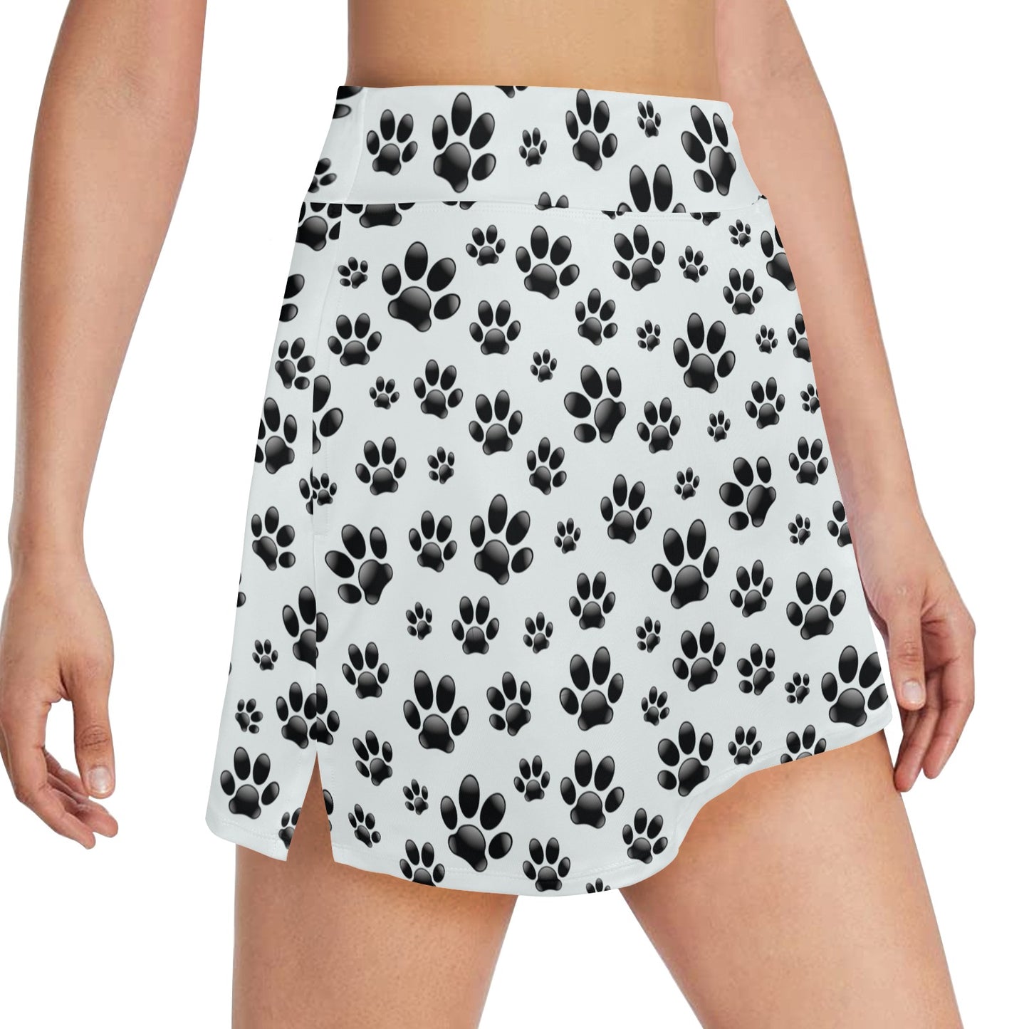 Paw Themed Print Women's Golf Skirt with Pocket