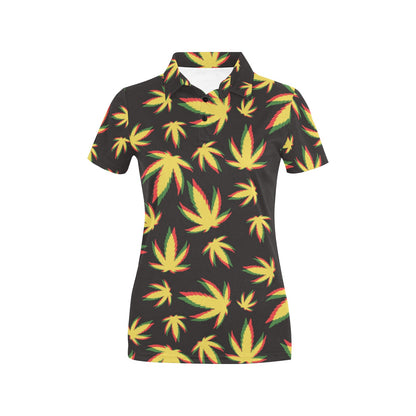 Pot Leaf Pattern Print Design A02 Women's Polo Shirt