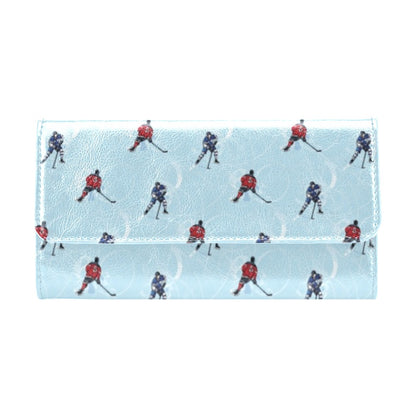 Hockey Player Print Design LKS302 Women's Trifold Wallet