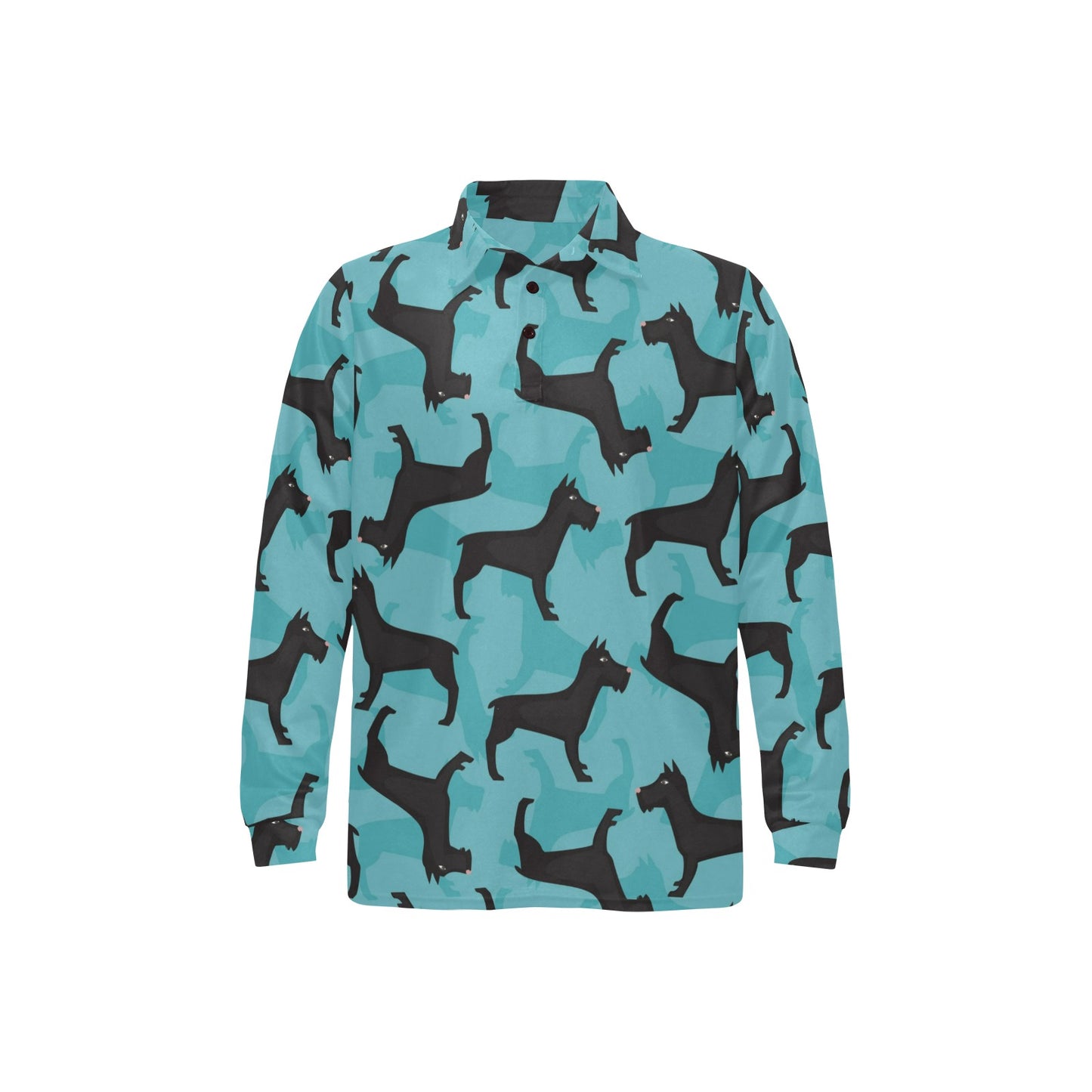 Schnauzers Pattern Print Design A01 Long Sleeve Polo Shirt For Men's