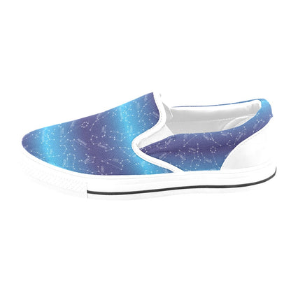 Virgo Print Design LKS302 White Slip Ons Canvas Women's Shoes