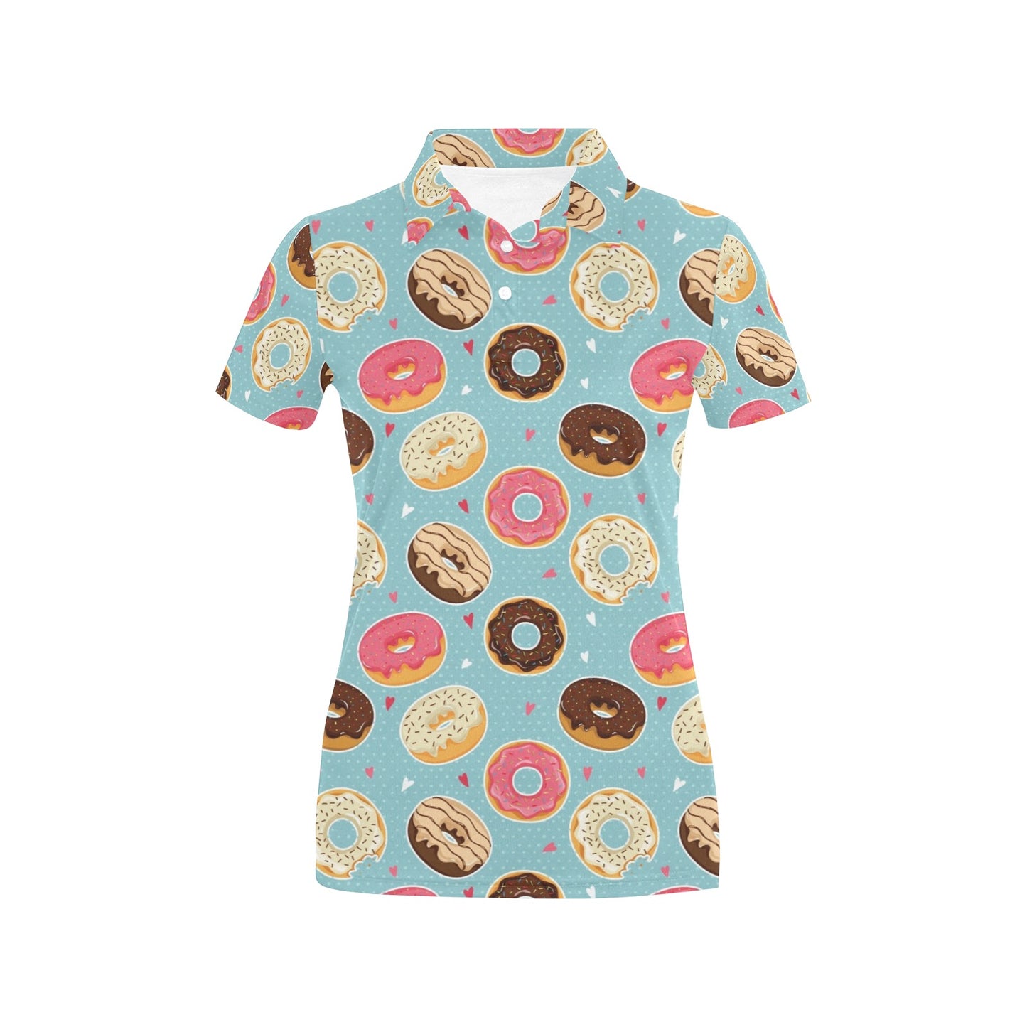 Donut Pattern Print Design DN04 Women's Polo Shirt