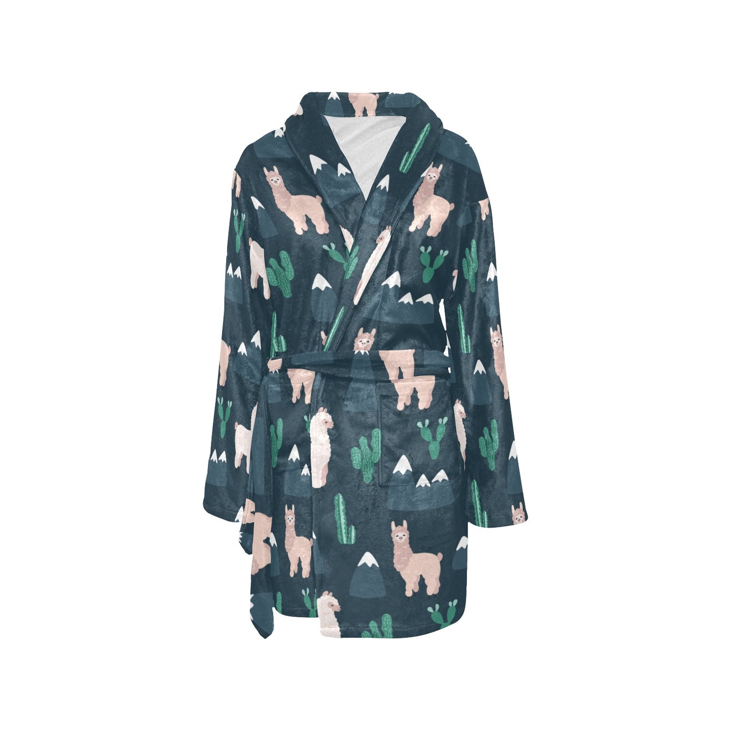 Llama Pattern Print Design 06 Women's Fleece Robe