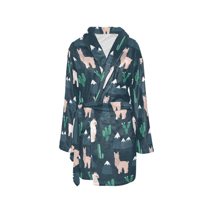 Llama Pattern Print Design 06 Women's Fleece Robe