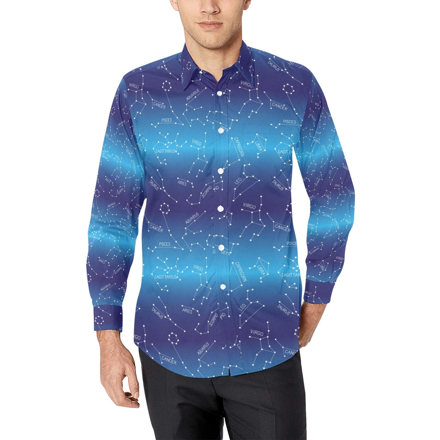 Virgo Print Design LKS302 Men's Long Sleeve Dress Shirt