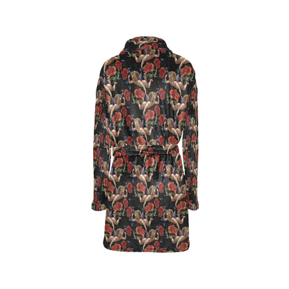 Cupid Pattern Print Design 05 Women's Fleece Robe