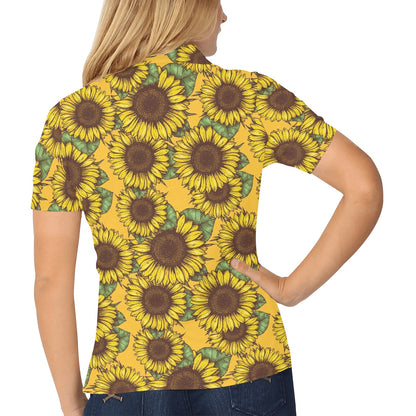 Sunflower Pattern Print Design SF04 Women's Polo Shirt