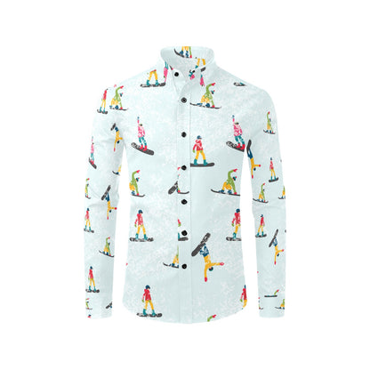 Snowboard Print Design LKS304 Men's Long Sleeve Dress Shirt