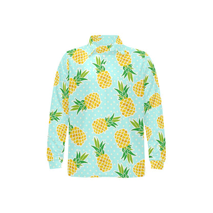 Pineapple Pattern Print Design PP01 Long Sleeve Polo Shirt For Men's