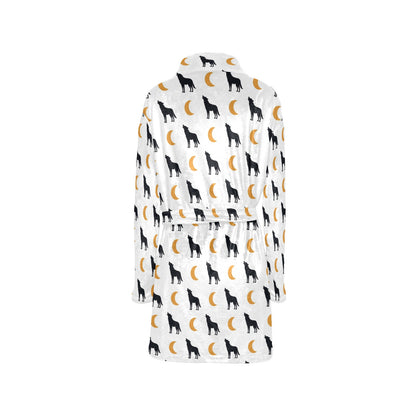 Wolf Moon Print Design LKS302 Women's Fleece Robe