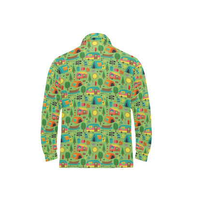 Camping Camper Pattern Print Design 04 Long Sleeve Polo Shirt For Men's