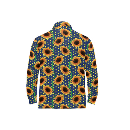 Sunflower Pattern Print Design SF03 Long Sleeve Polo Shirt For Men's