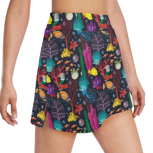 Underwater Cute Print Design LKS303 17" Golf & Pickleball Skort with Pockets