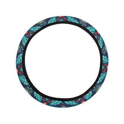 Suzani Print Design LKS302 Steering Wheel Cover with Elastic Edge