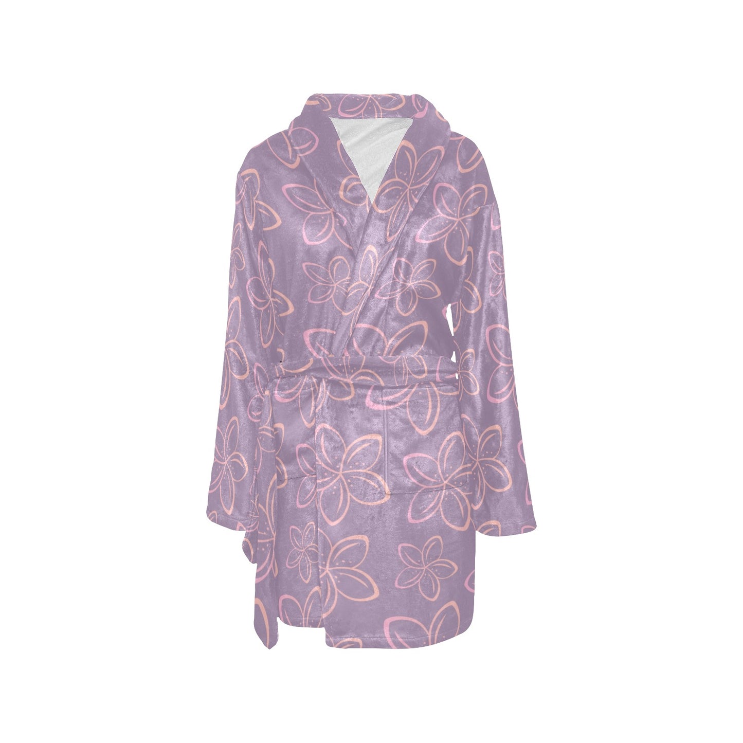 Plumeria Pattern Print Design A01 Women's Fleece Robe