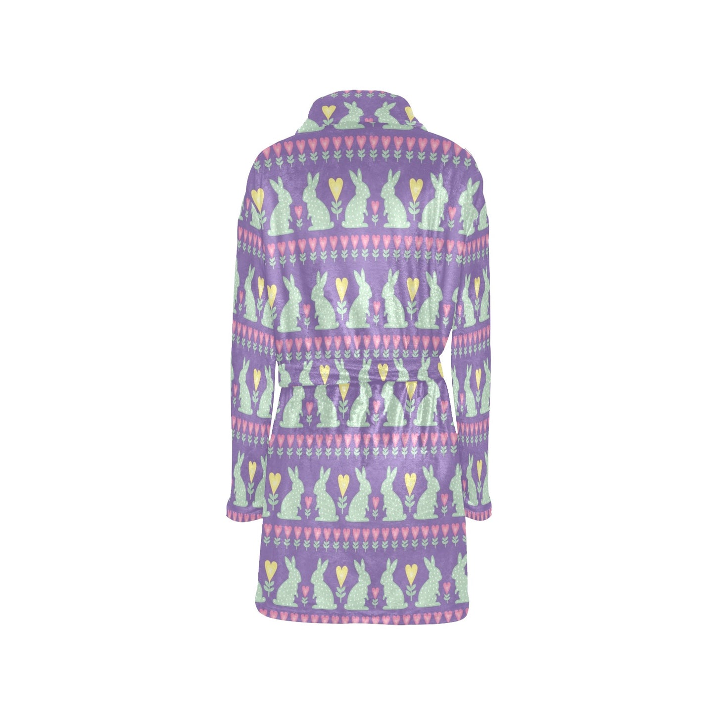Rabbit Pattern Print Design RB01 Women's Fleece Robe