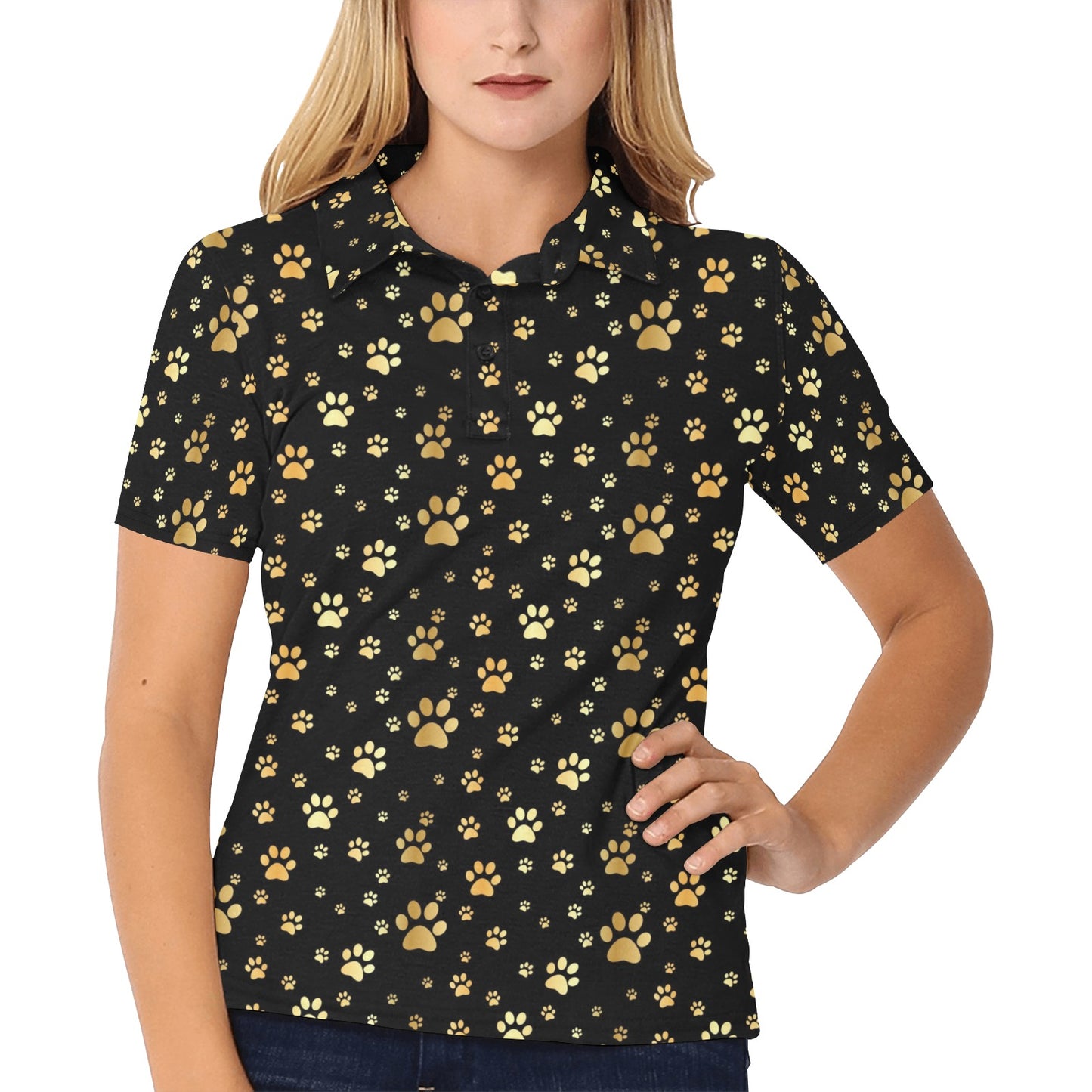Paw Gold Print Women's Polo Shirt