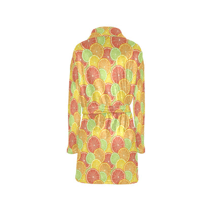 Grapefruit Pattern Print Design GF01 Women's Fleece Robe