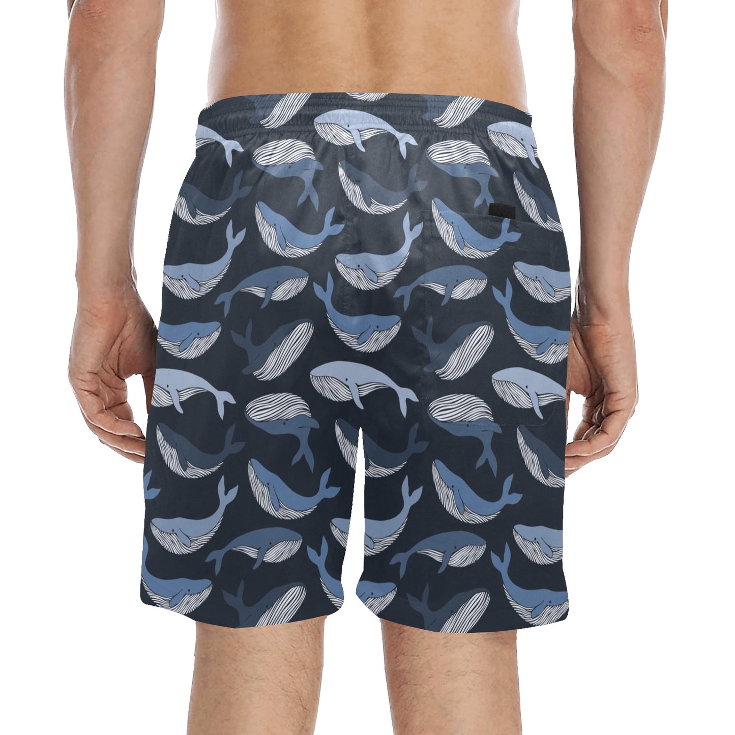 Whale Print Design LKS301 Men's Swim Trunks Beach Shorts